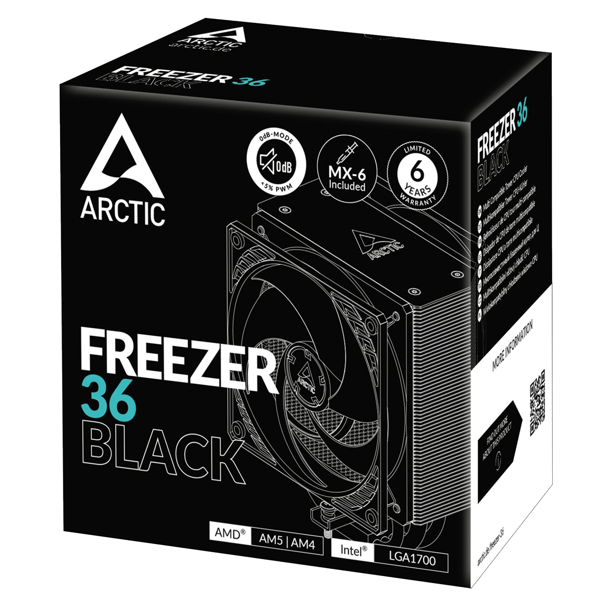 Arctic Freezer 36 - 2x 120mm Lüfter Tower Kühler schwarz