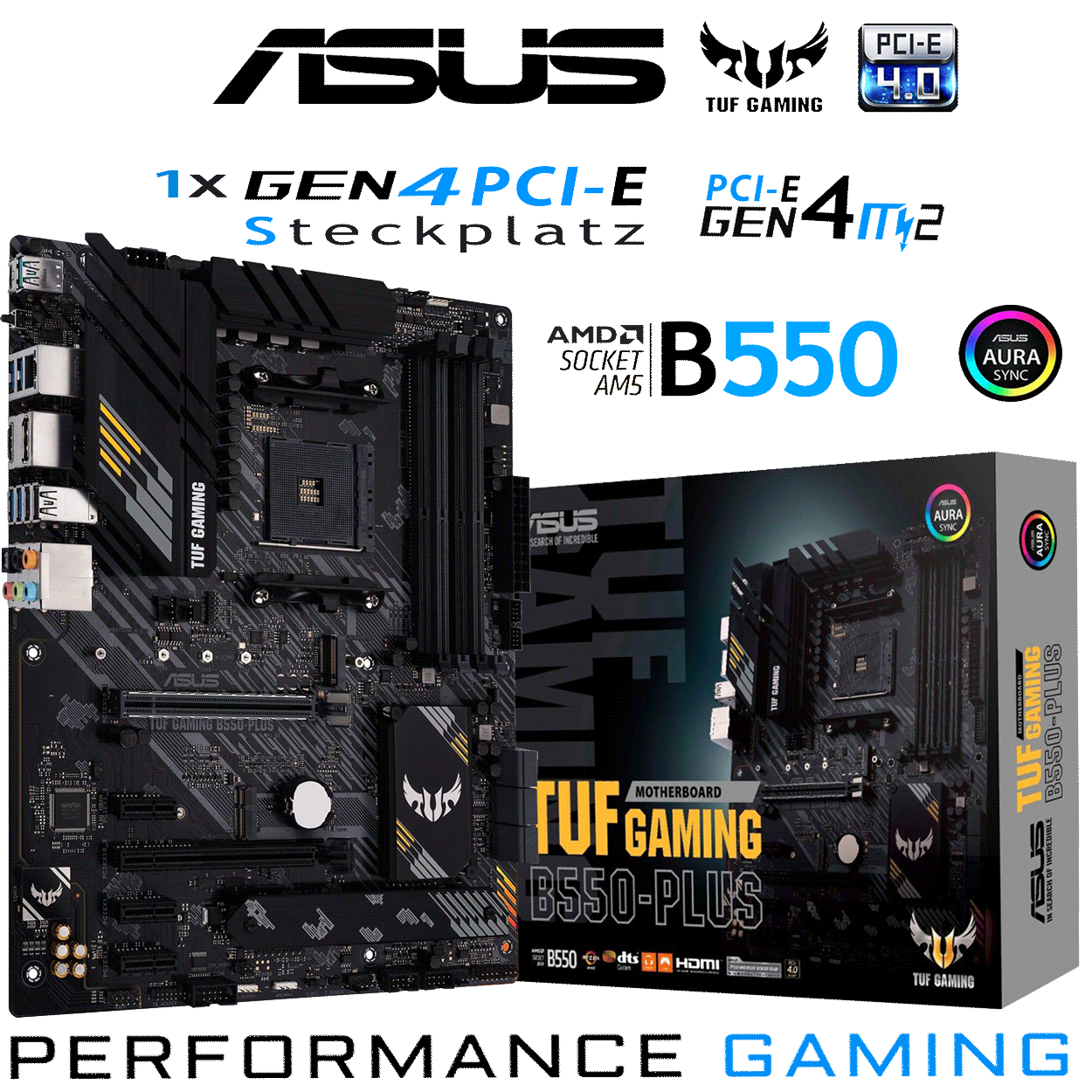 PC Bundle - AMD Ryzen 5 4500 - ASUS TUF GAMING B550-PLUS - 16GB DDR4-3200 Dual Kit schwarz