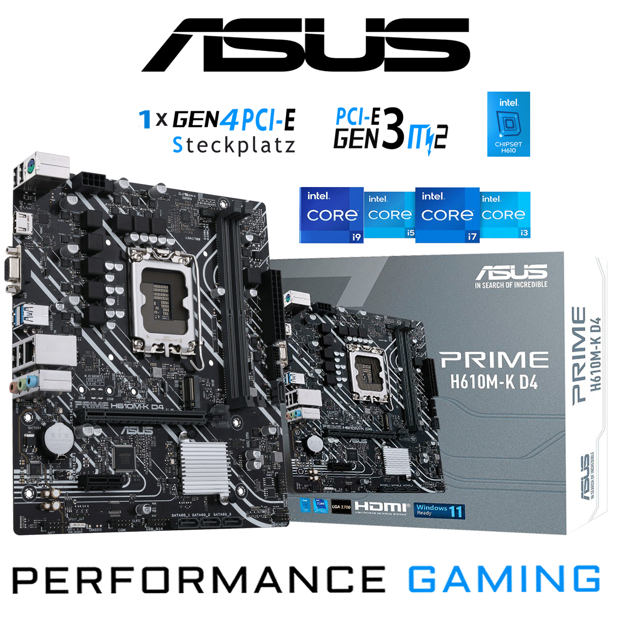 PC Bundle - Intel Core i5 12400F - ASUS Prime H610M-K D4 - 16GB Fury Beast DDR4-3200MHz Kit schwarz