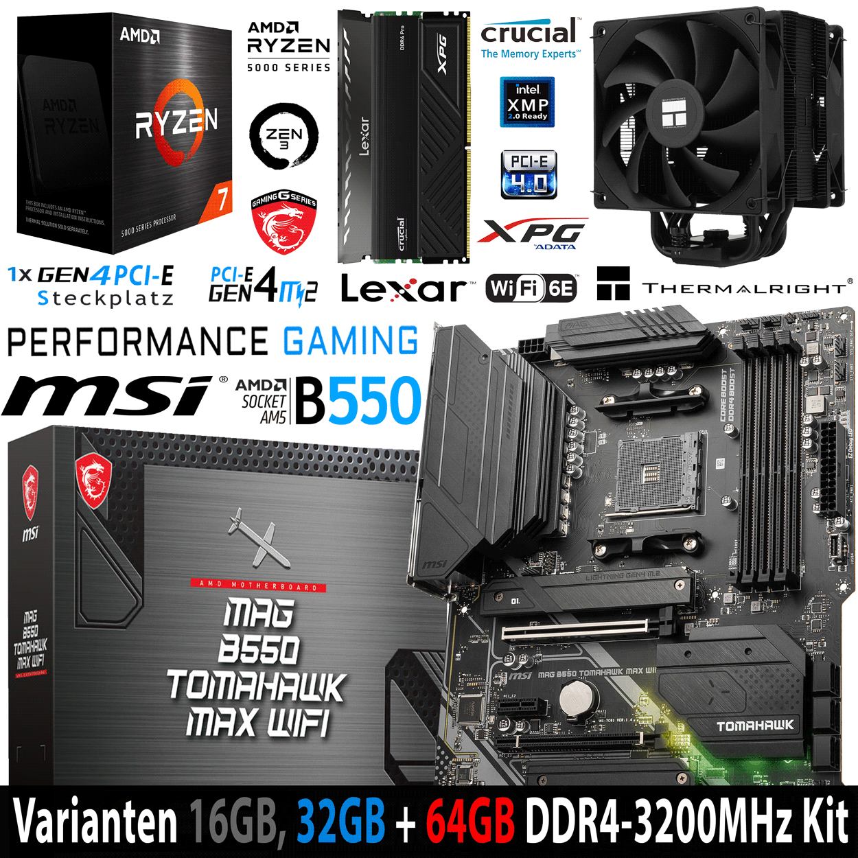 PC Bundle - AMD Ryzen 7 5800X Box - MSI Mag B550 Tomahawk Max Wifi - 16GB DDR4-3200 DDR4 Kit