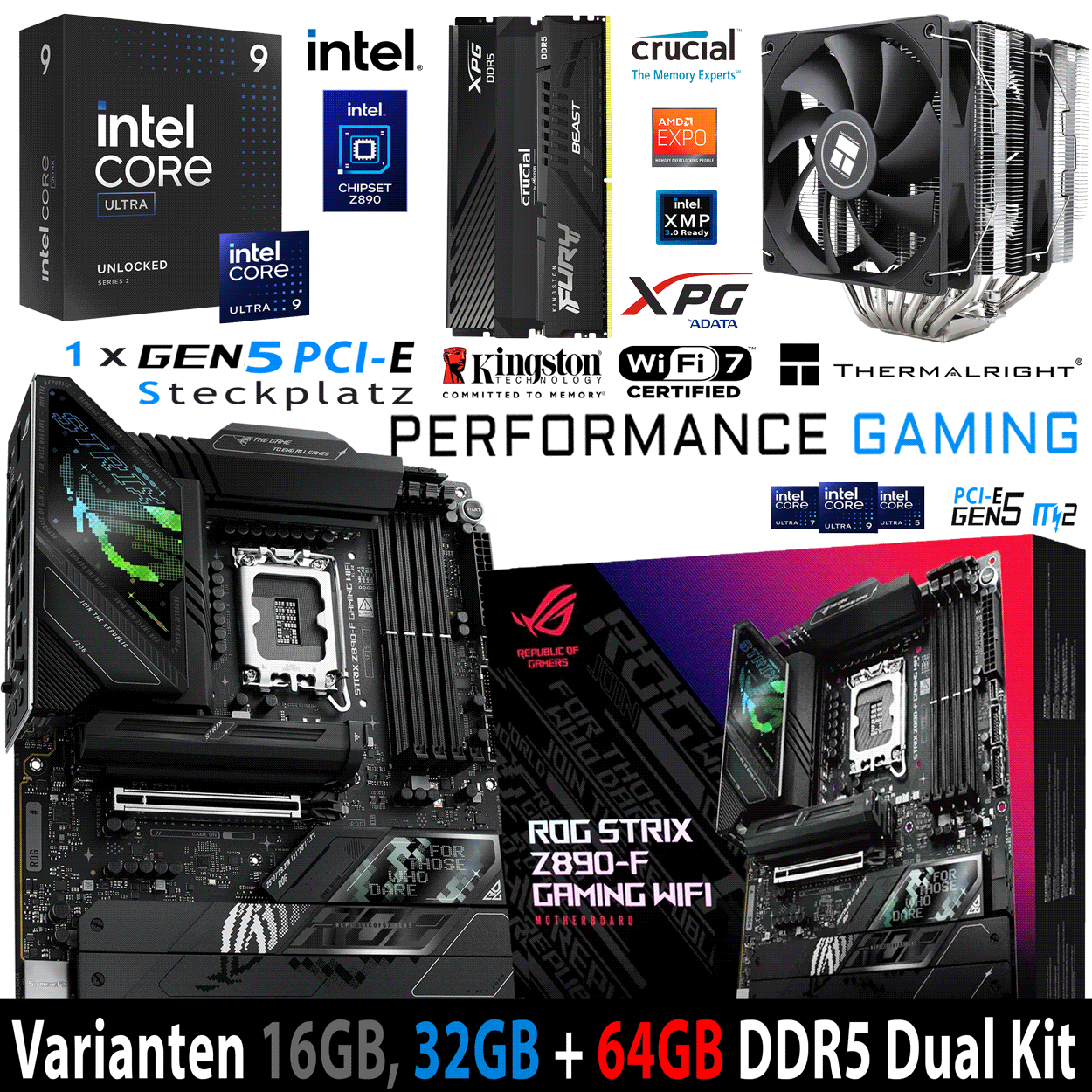 PC Bundle - Intel Core i7 Ultra 265K - Asus Rog Strix Z890-F Gaming Wifi - 32GB Crucial Pro  DDR5-6000 Kit