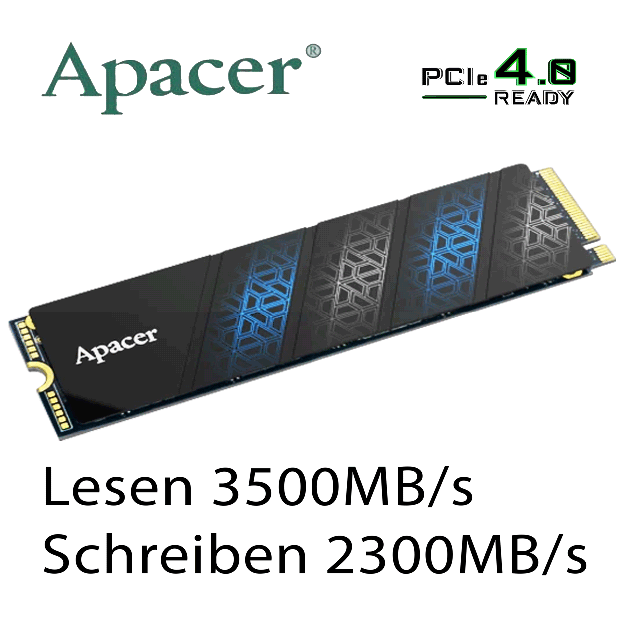512GB Apacer AS2280P4U Pro, M.2 2280 / M-Key / PCIe 3.0 x4, mit Kühlkörper