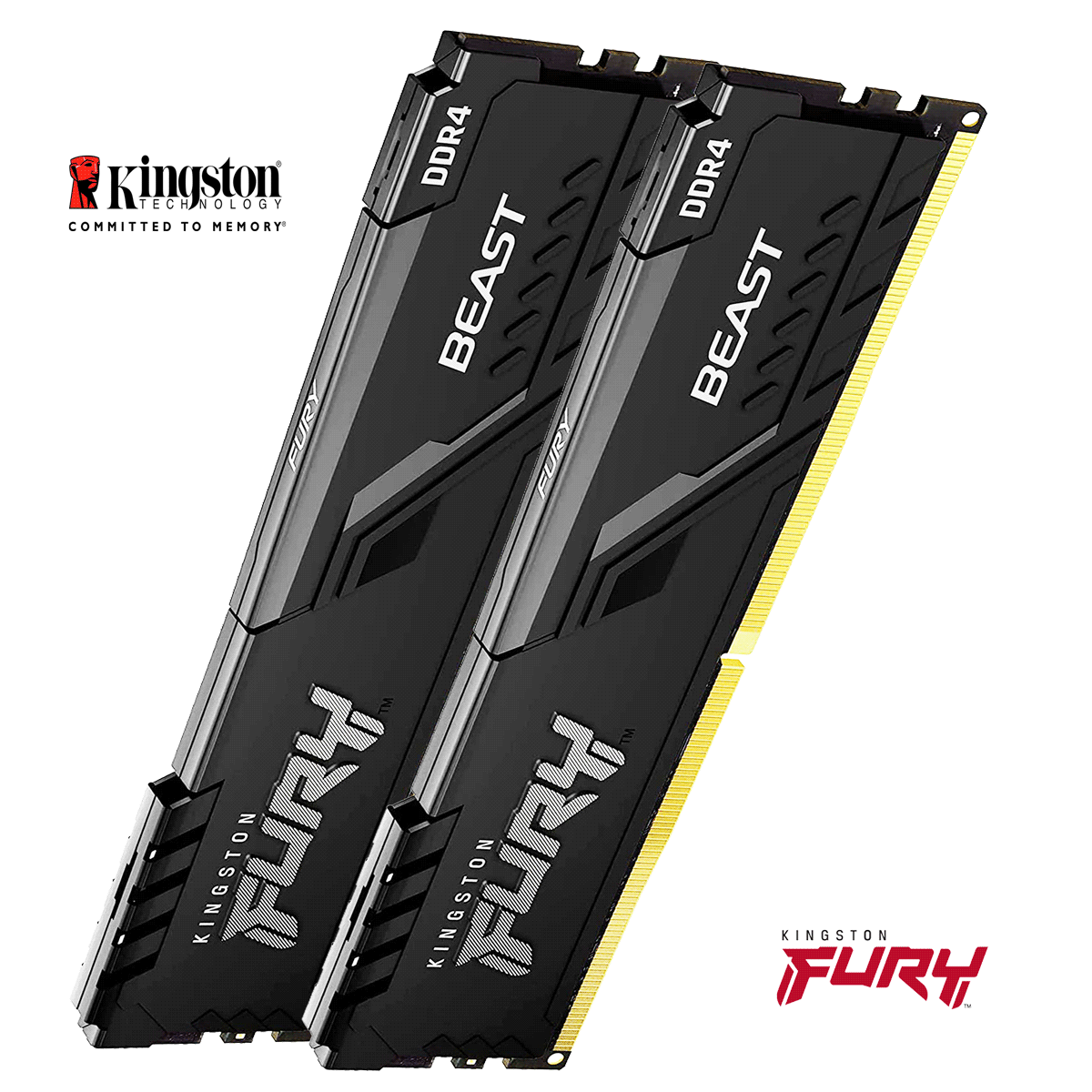 16GB Kingston FURY Beast DDR4-3200 CL16-18-18 DIMM (2x 8GB) Dual Kit of 2 schwarz