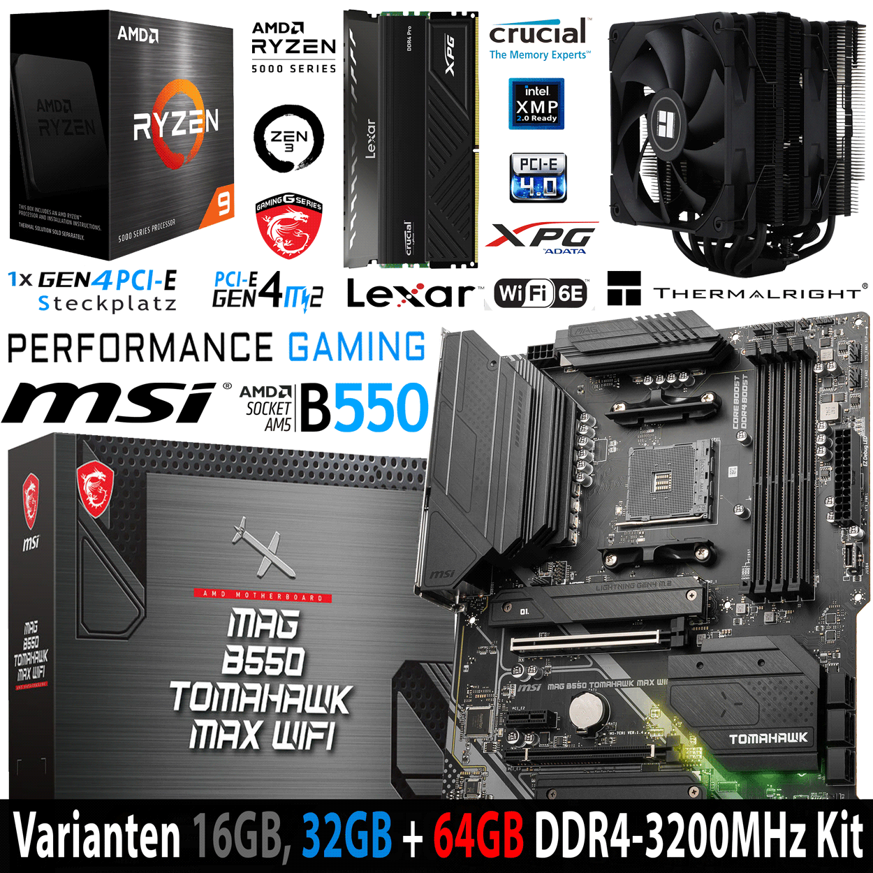 PC Bundle - AMD Ryzen 9 5950X - MSI Mag B550 Tomahawk Max Wifi - 32GB Crucial Pro Kitt