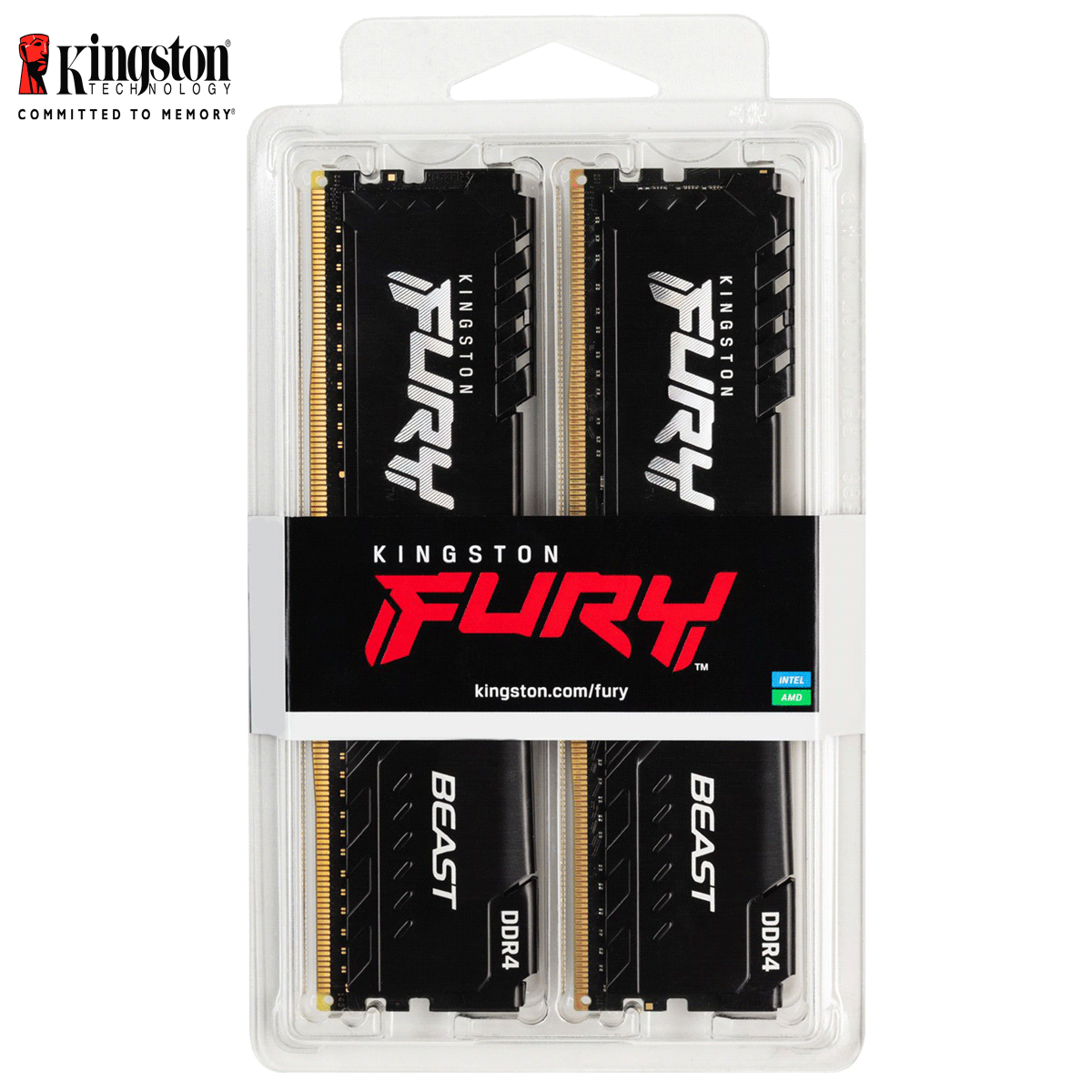 32GB Kingston FURY Beast DDR4-3600 CL18-22-22 DIMM (2x 8GB) Dual Kit of 2 schwarz