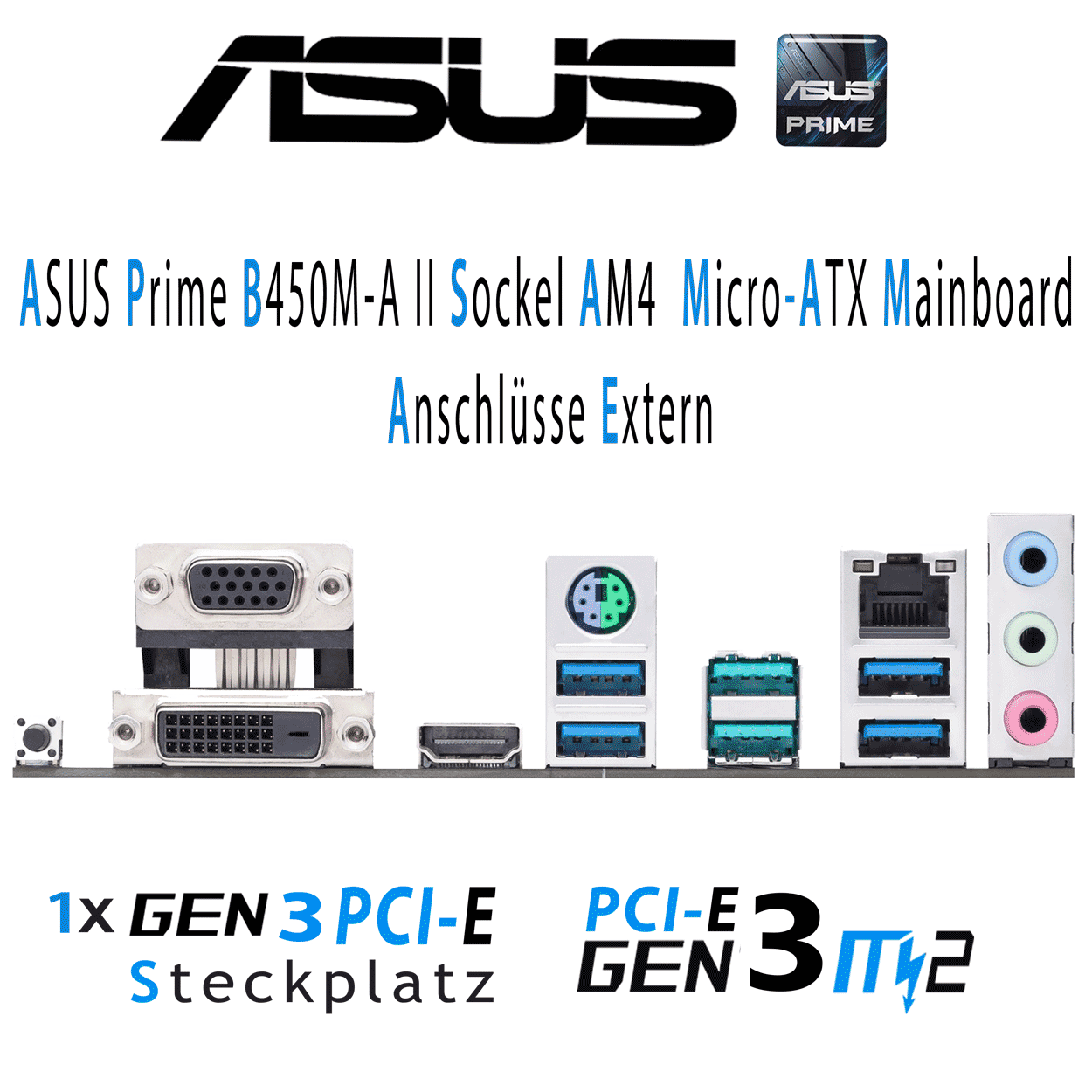 PC Bundle - AMD Ryzen 5 5500GT - ASUS Prime B450M-A II AM4 - 16GB DDR4-3200 Dual Kit schwarz