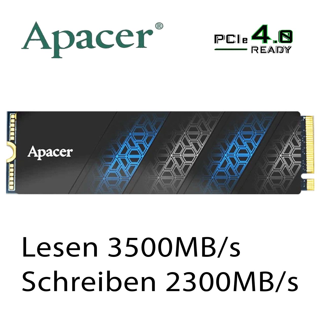512GB Apacer AS2280P4U Pro, M.2 2280 / M-Key / PCIe 3.0 x4, mit Kühlkörper