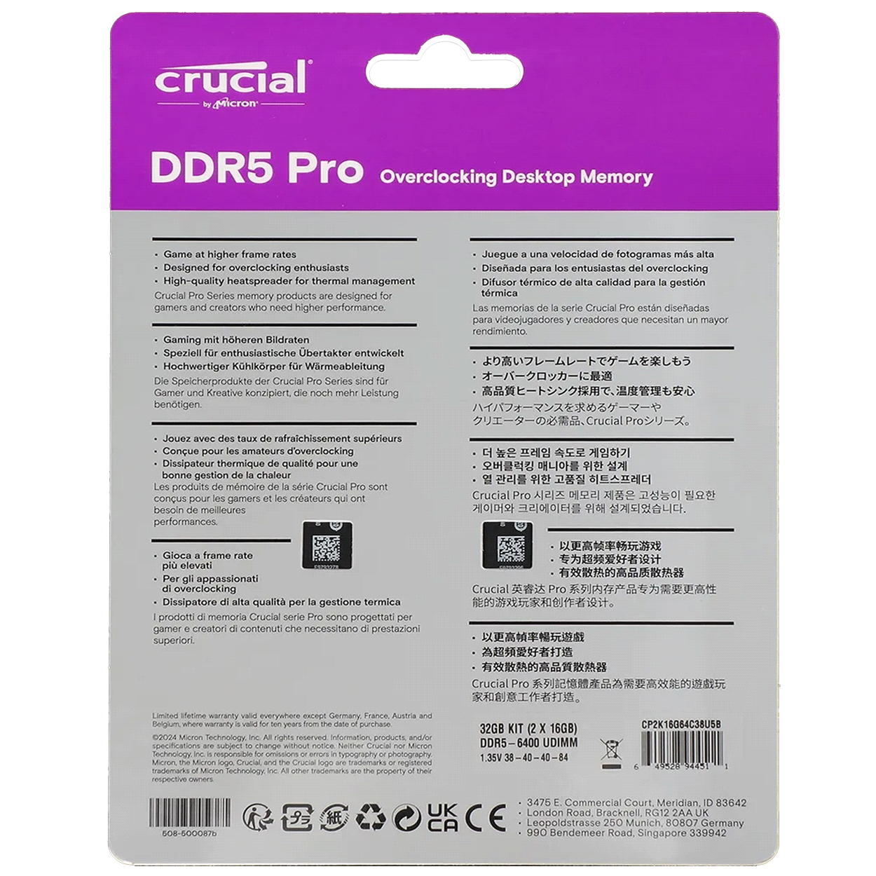 32GB Crucial Pro Overclocking Edition CL36 DDR5-6000MHz Dual Kit schwarz