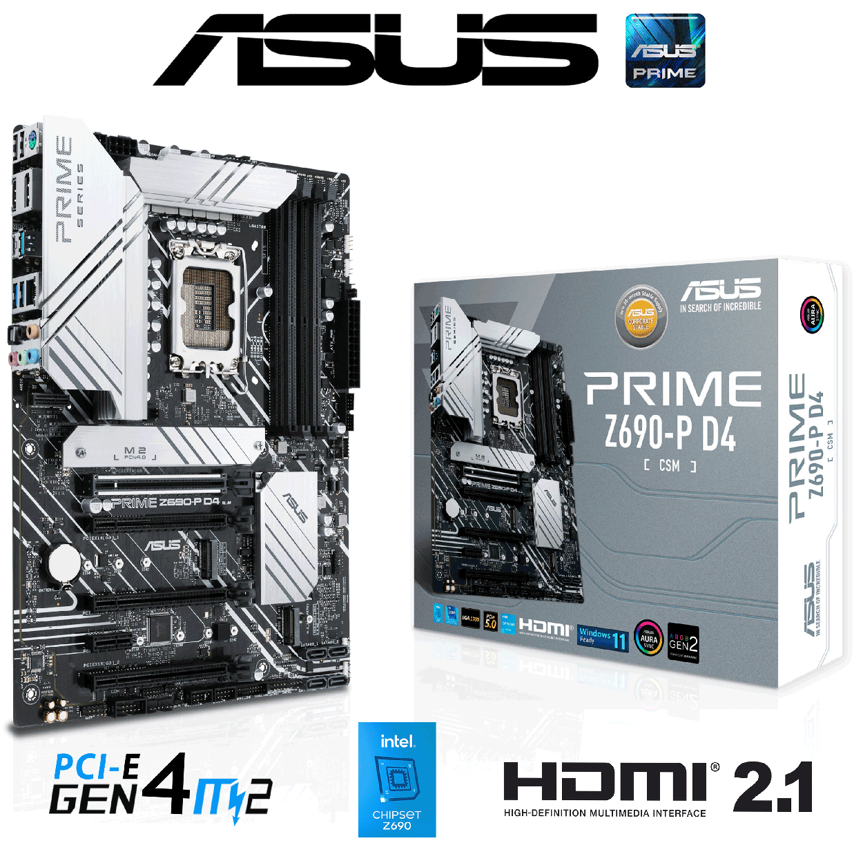 PC Bundle - Intel Core i7 12700K - ASUS PRIME Z690-P D4-CSM - 16GB DDR4-3200MHz RAM Kit schwarz