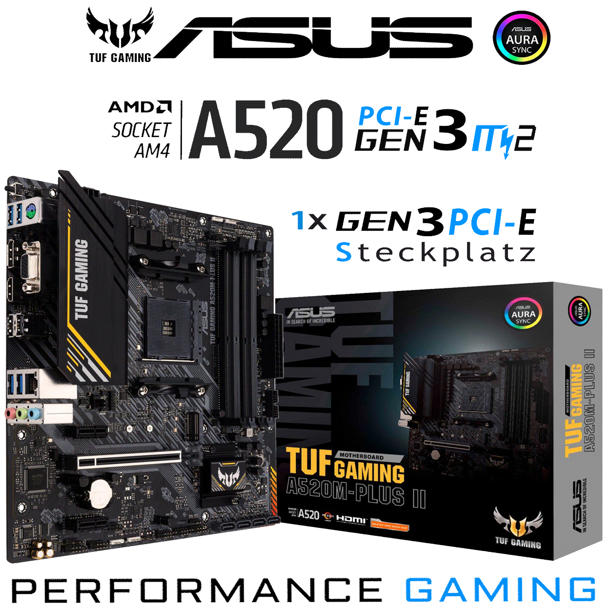 PC Bundle - AMD Ryzen 5 5500GT - ASUS TUF GAMING A520M-PLUS II - 16GB DDR4-3200 Dual Kit schwarz