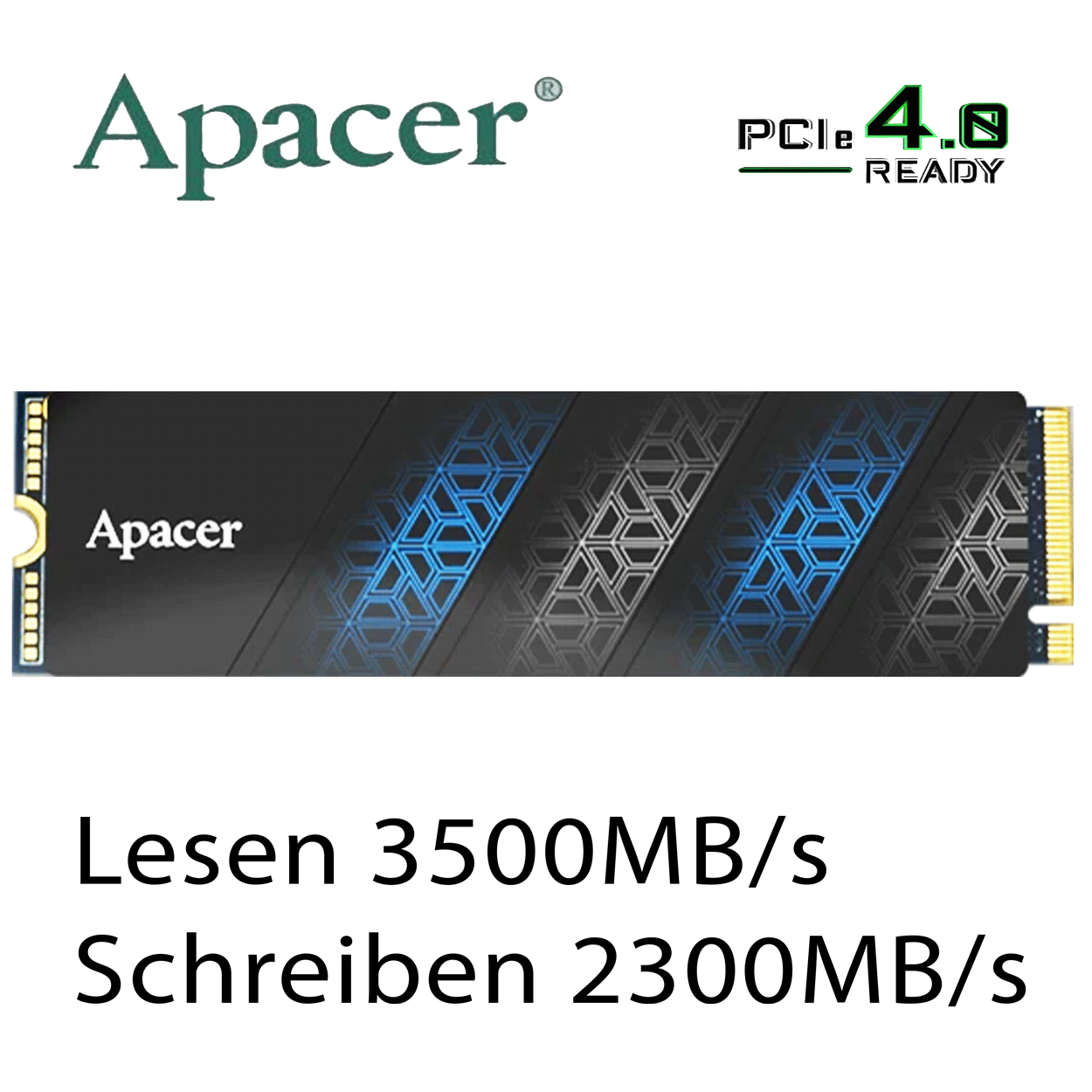 512GB Apacer AS2280P4U Pro, M.2 2280 / M-Key / PCIe 3.0 x4, mit Kühlkörper