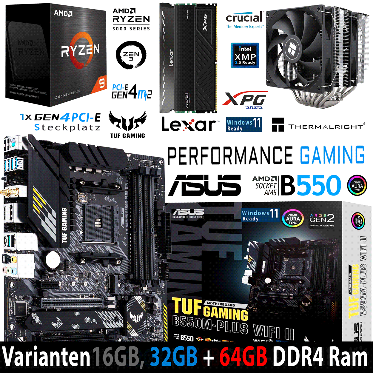 PC Bundle - AMD Ryzen 9 5950X - Asus Tuf Gaming B550M-Plus Wifi II - 16GB DDR4-3200 Dual Kit