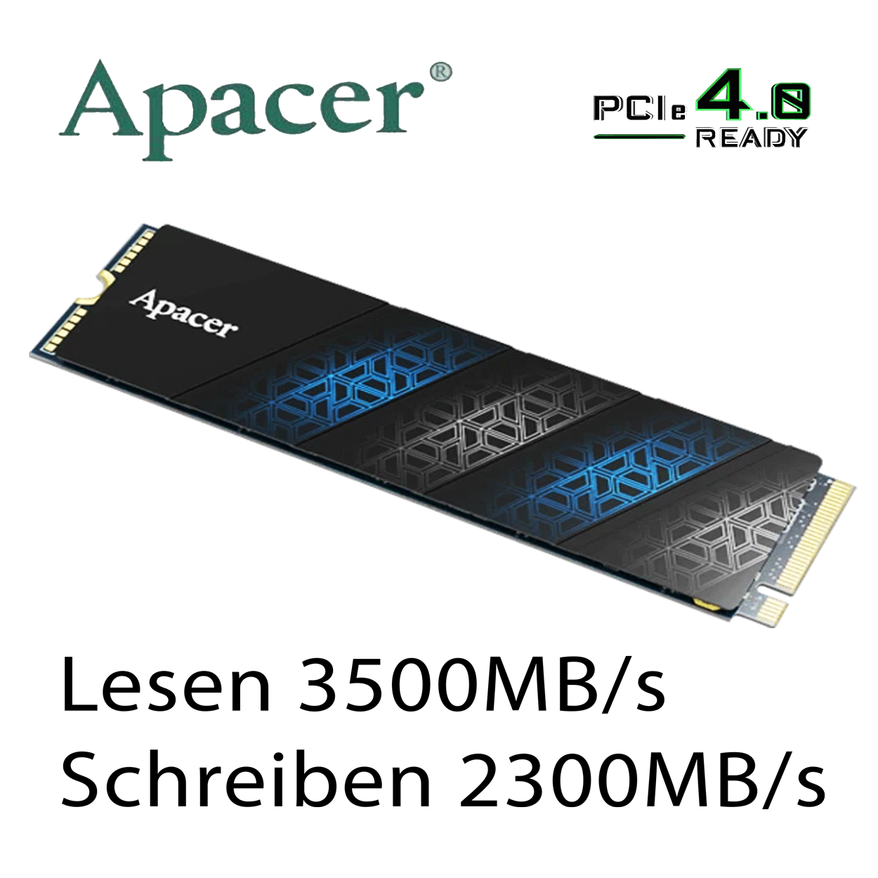 512GB Apacer AS2280P4U Pro, M.2 2280 / M-Key / PCIe 3.0 x4, mit Kühlkörper