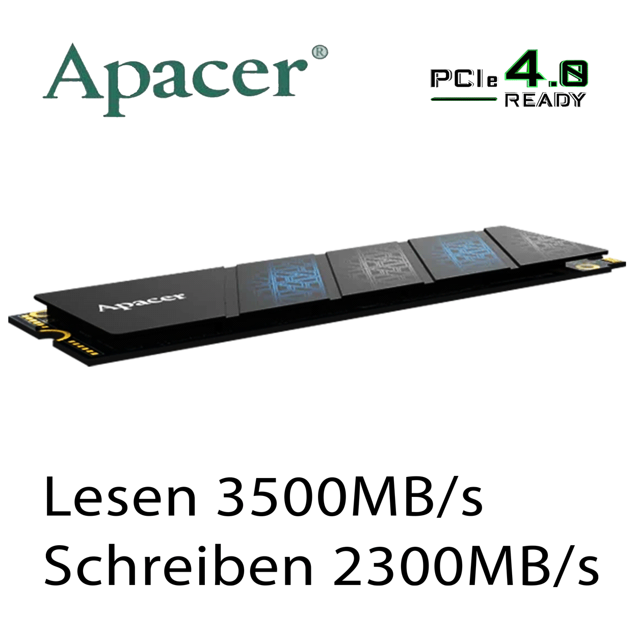 512GB Apacer AS2280P4U Pro, M.2 2280 / M-Key / PCIe 3.0 x4, mit Kühlkörper