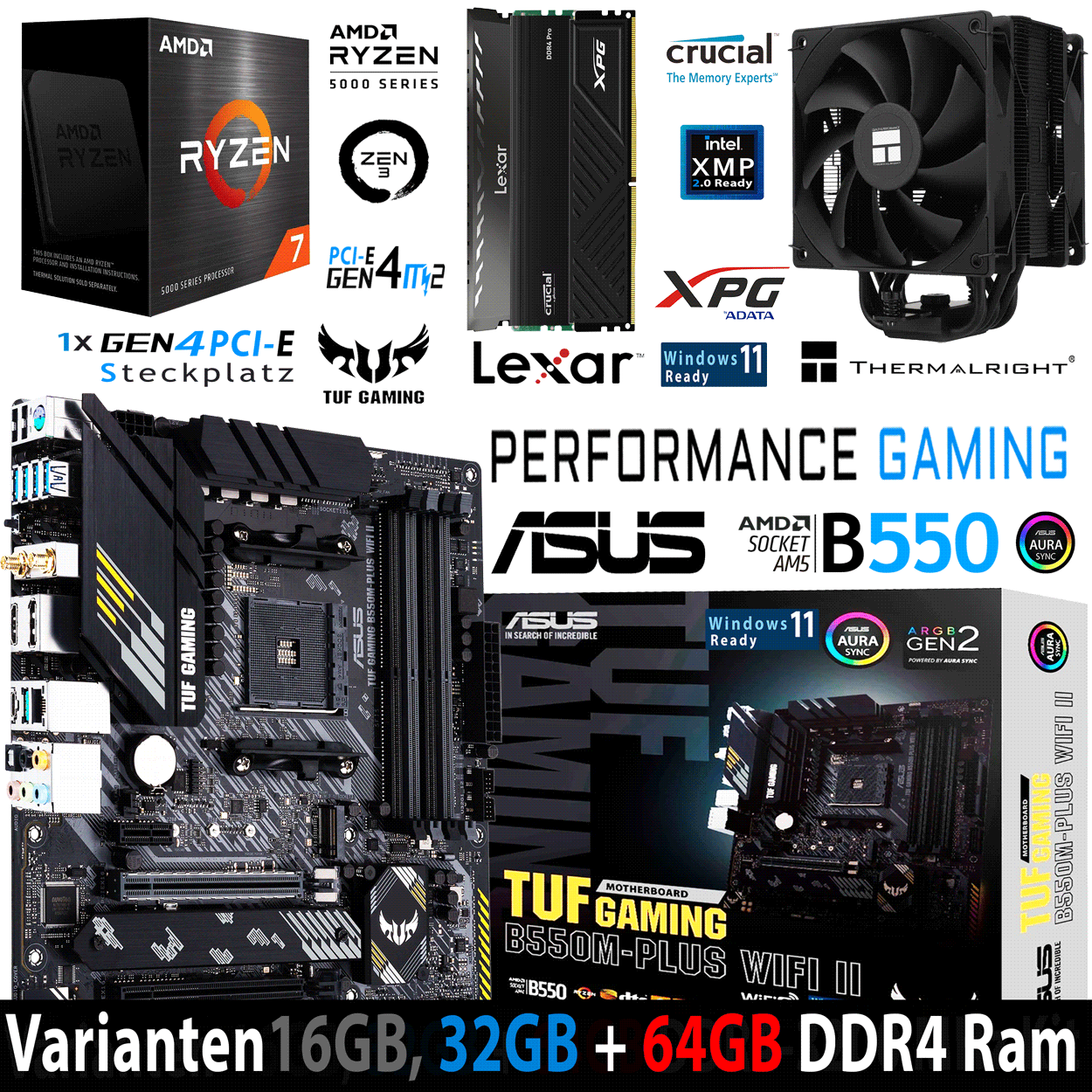 PC Bundle - AMD Ryzen 7 5700X - Asus Tuf Gaming B550M-Plus Wifi II - 16GB DDR4-3200 Dual Kit