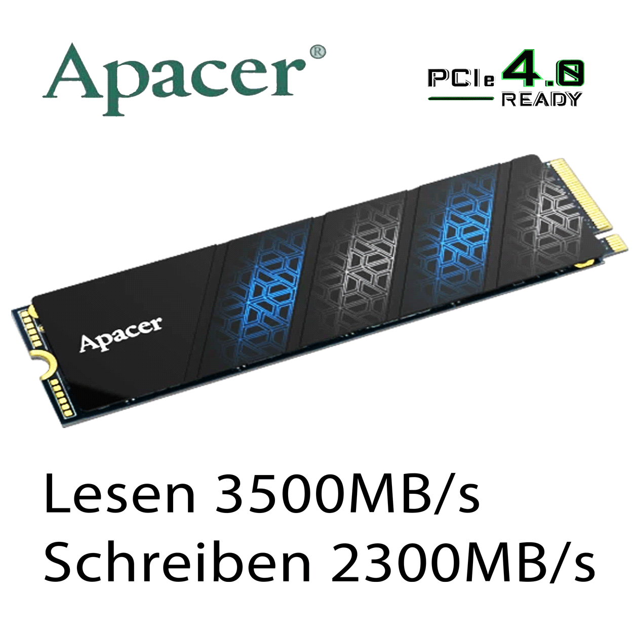 512GB Apacer AS2280P4U Pro, M.2 2280 / M-Key / PCIe 3.0 x4, mit Kühlkörper