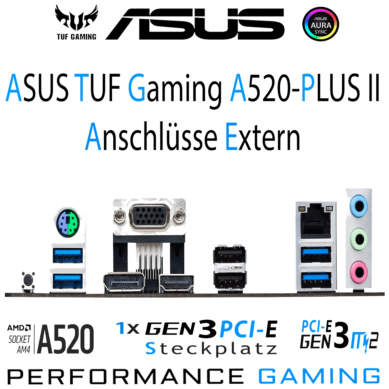 PC Bundle - AMD Ryzen 5 5500GT - ASUS TUF GAMING A520M-PLUS II - 16GB DDR4-3200 Dual Kit schwarz