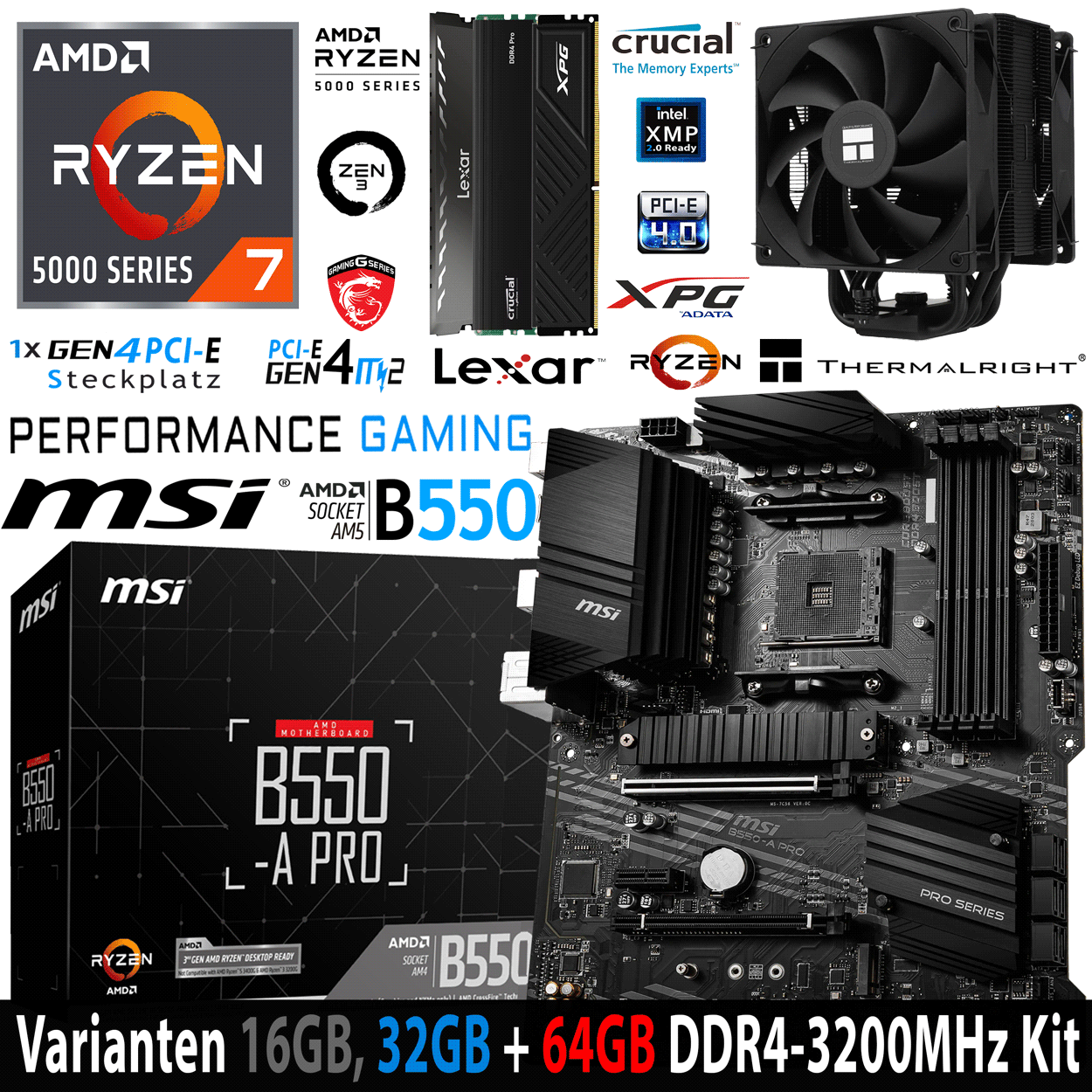 PC Bundle - AMD Ryzen 7 5700X Tray - MSI B550-A PRO - 16GB DDR4-3200 DDR4 Kit