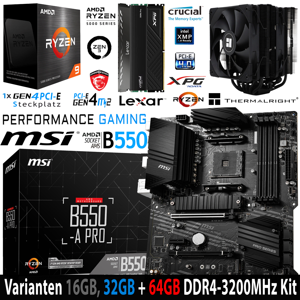 PC Bundle - AMD Ryzen 9 5950X - MSI B550-A PRO - 16GB DDR4-3200 DDR4 Kit