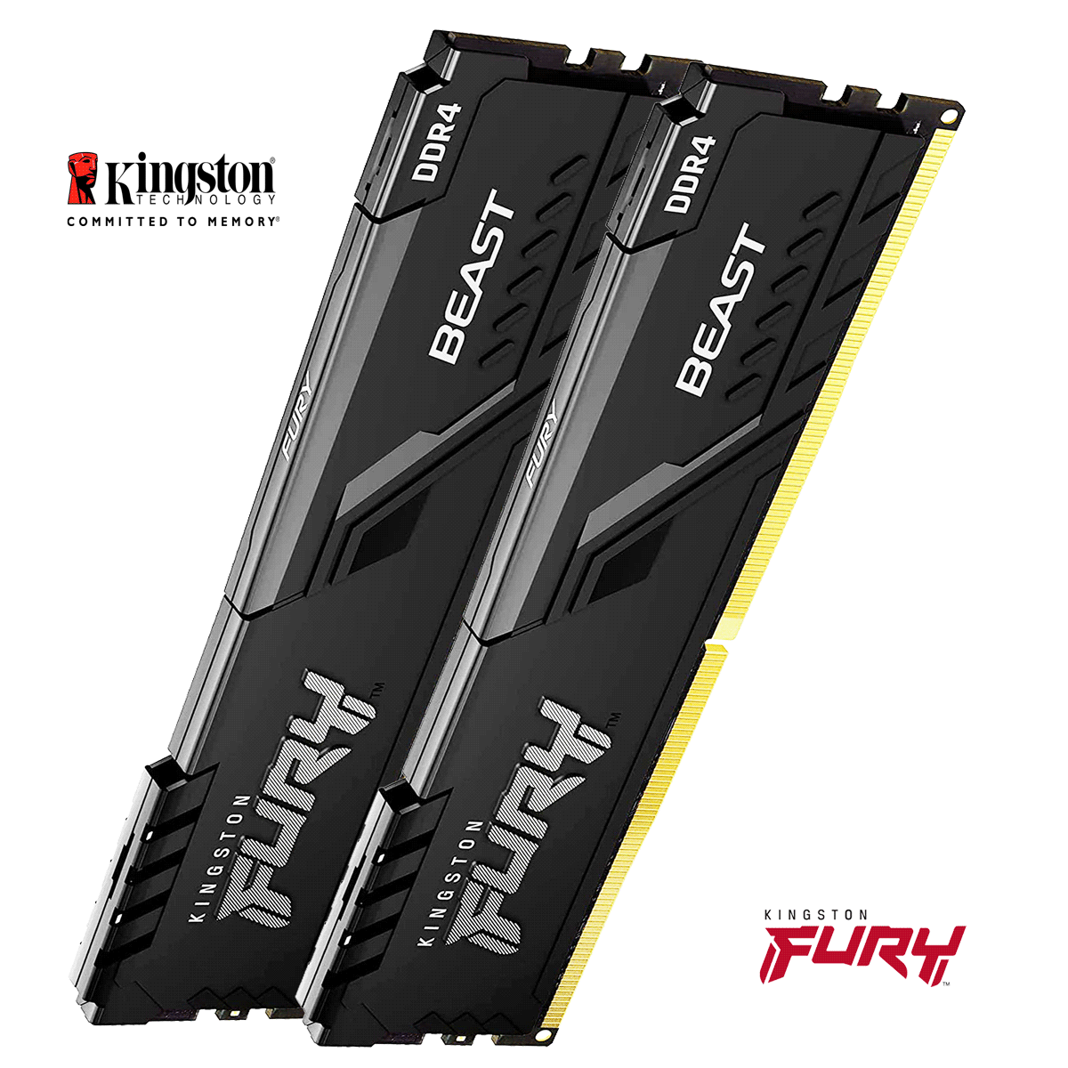 16GB Kingston FURY Beast DDR4-3200 CL16-18-18 DIMM (2x 8GB) Dual Kit of 2 schwarz 