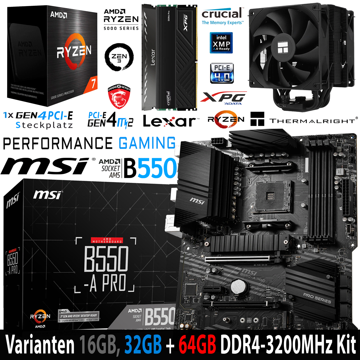PC Bundle - AMD Ryzen 7 5800X - MSI B550-A PRO - 16GB DDR4-3200 DDR4 Kit