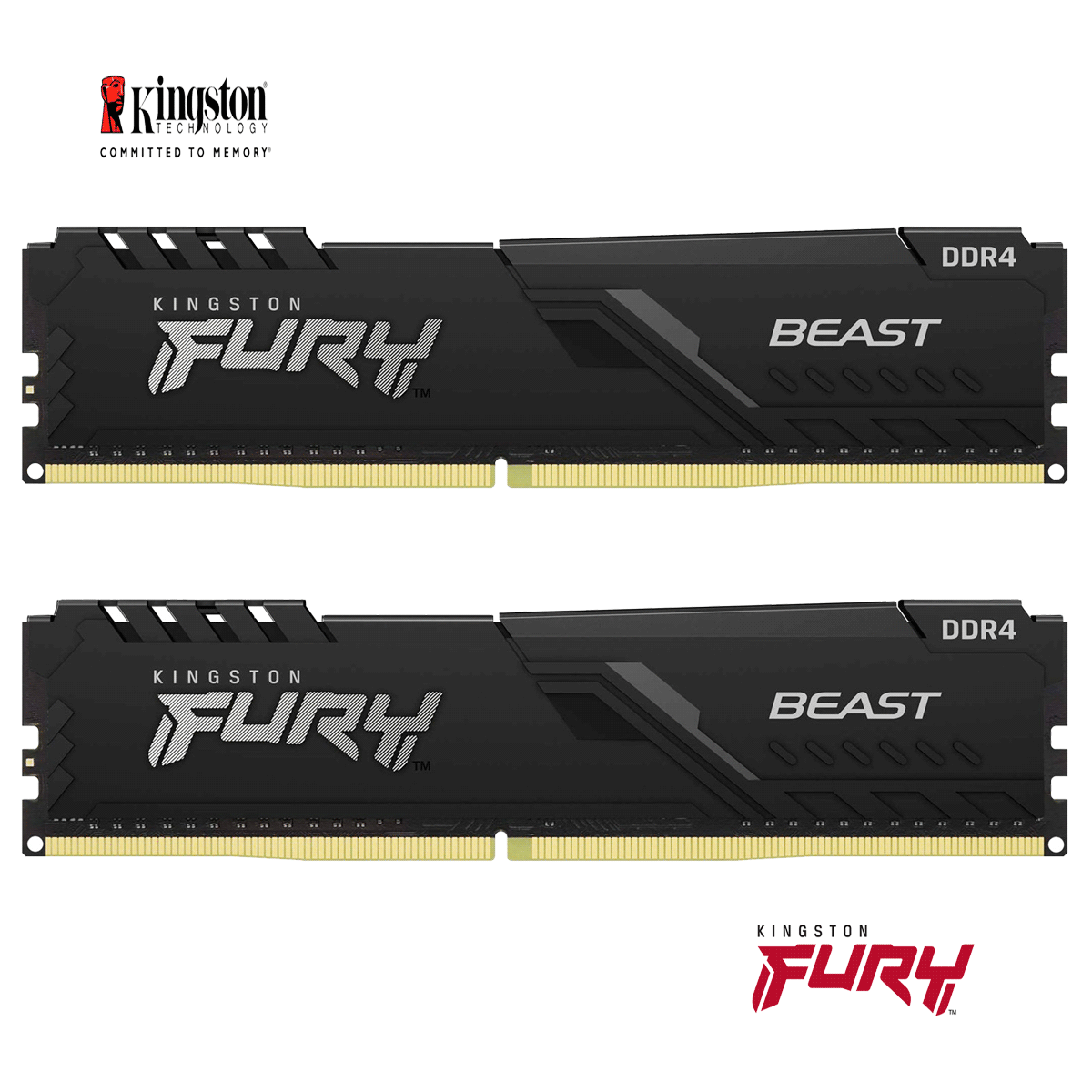 64GB Kingston FURY Beast DDR4-3200 CL16-20-20 DIMM (2x 32GB) Dual Kit of 2 schwarz 