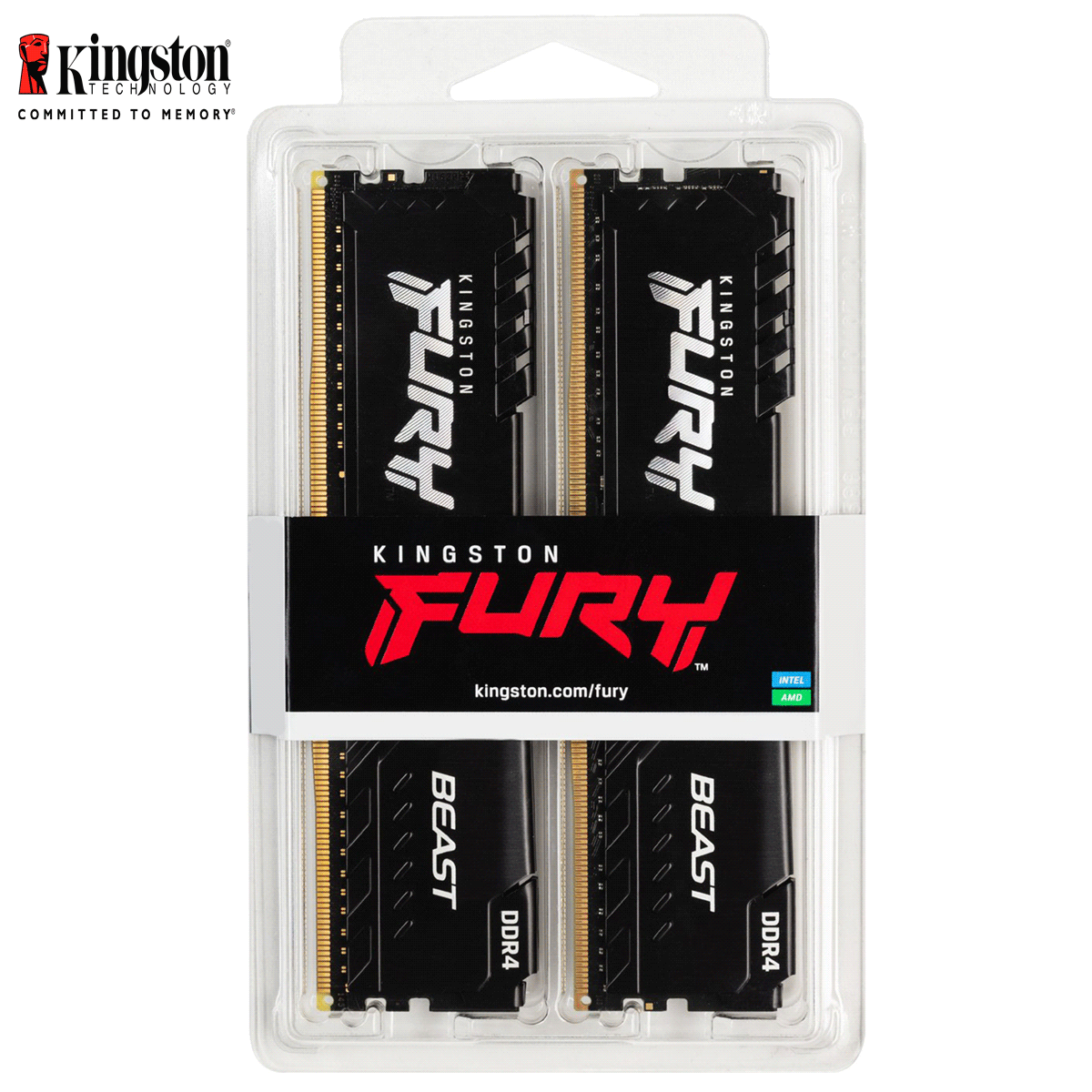 64GB Kingston FURY Beast DDR4-3200 CL16-20-20 DIMM (2x 32GB) Dual Kit of 2 schwarz 