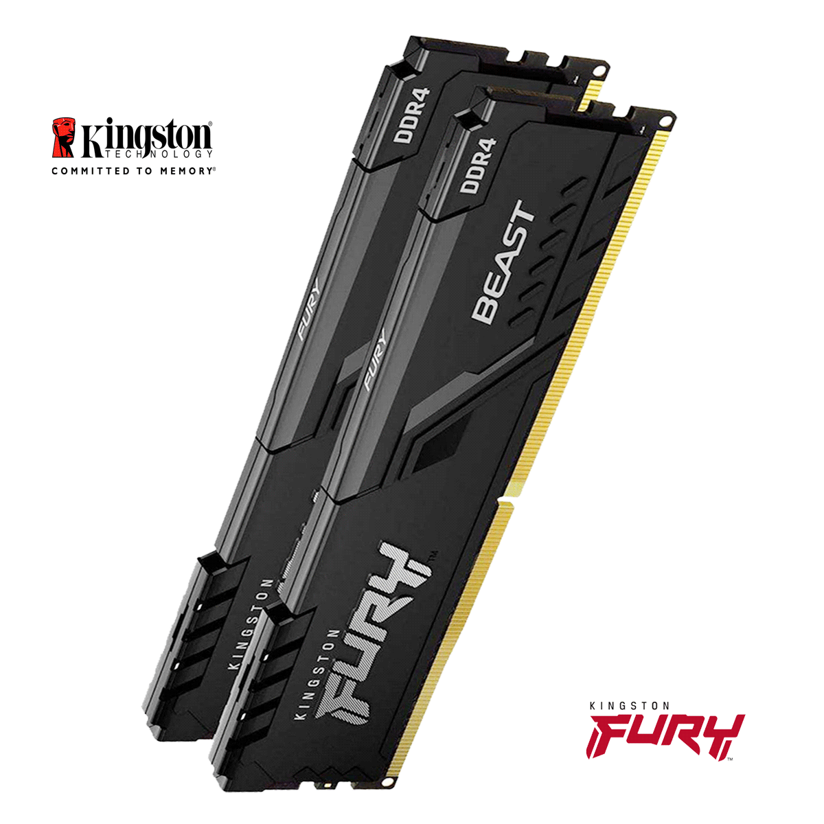 64GB Kingston FURY Beast DDR4-3200 CL16-20-20 DIMM (2x 32GB) Dual Kit of 2 schwarz 