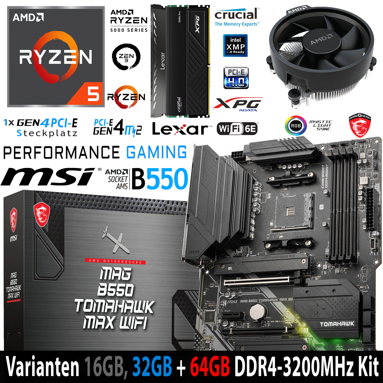 PC Bundle - AMD Ryzen 5 5600X Tray - MSI Mag B550 Tomahawk Max Wifi - 16GB DDR4-3200 DDR4 Kit
