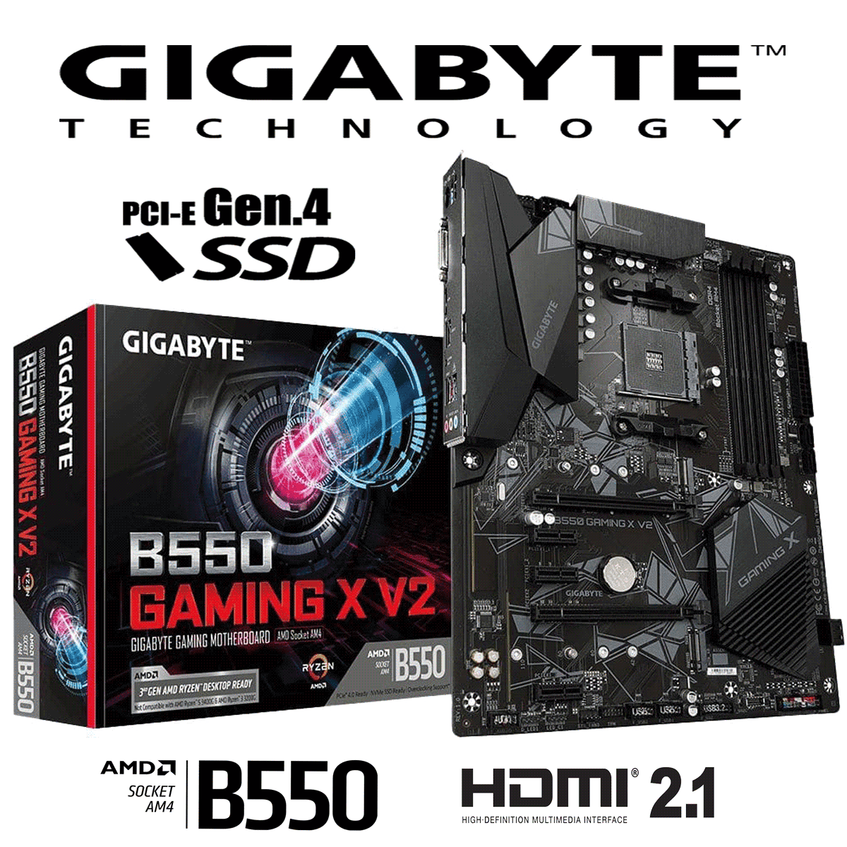 Gigabyte B550 Gaming X V2 Sockel AM4 DDR4 ATX Mainboard Retail