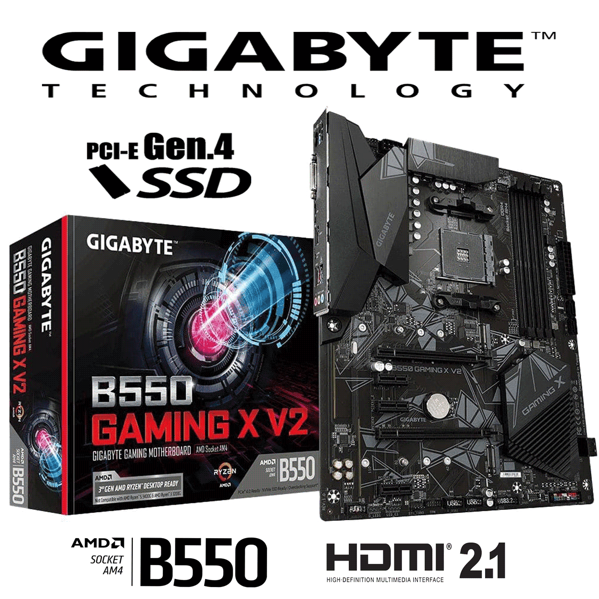 Gigabyte B550 Gaming X V2 Sockel AM4 DDR4 ATX Mainboard Retail Gigabyte B550 Gaming X V2 Sockel AM4 DDR4 ATX Mainboard Retail