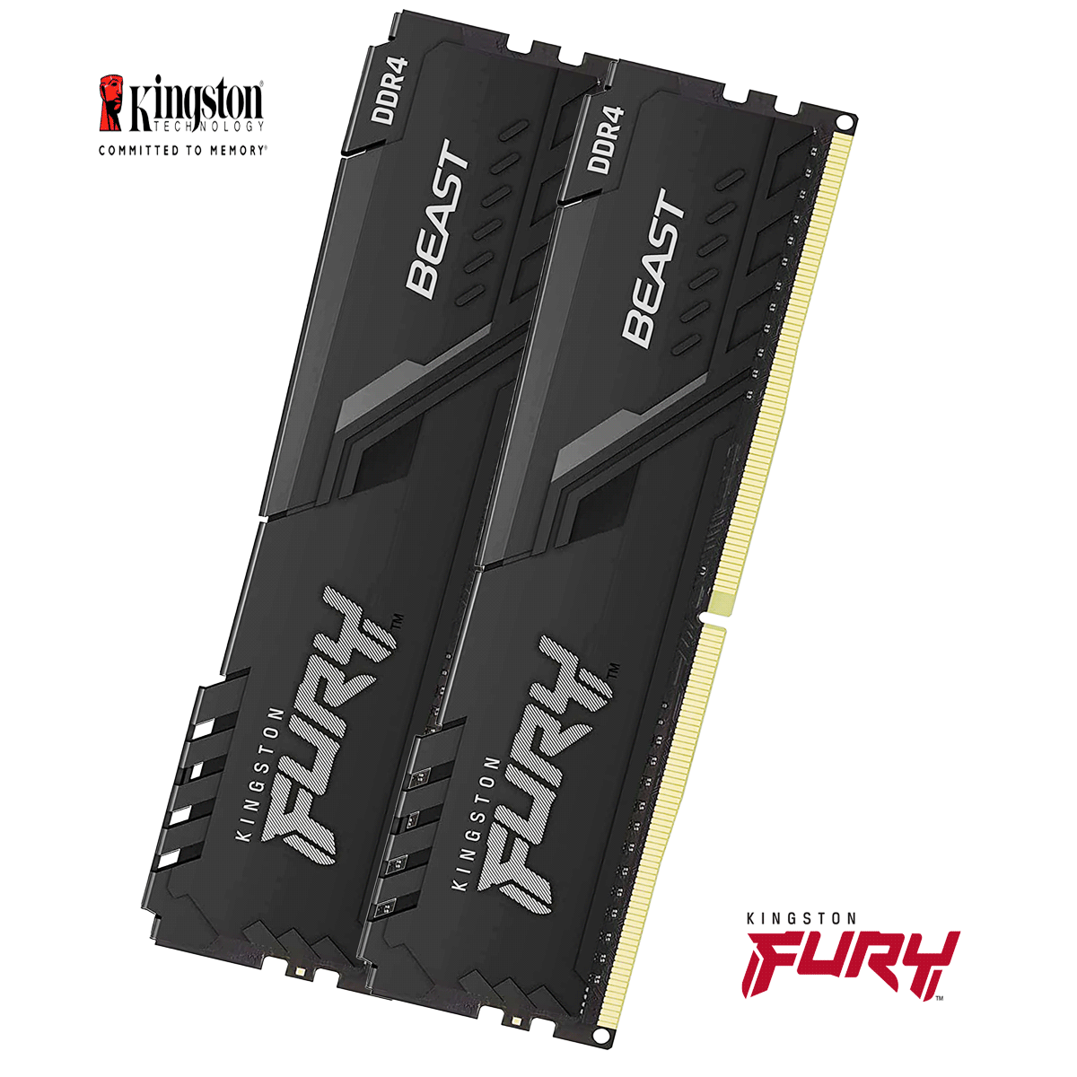 64GB Kingston FURY Beast DDR4-3200 CL16-20-20 DIMM (2x 32GB) Dual Kit of 2 schwarz 